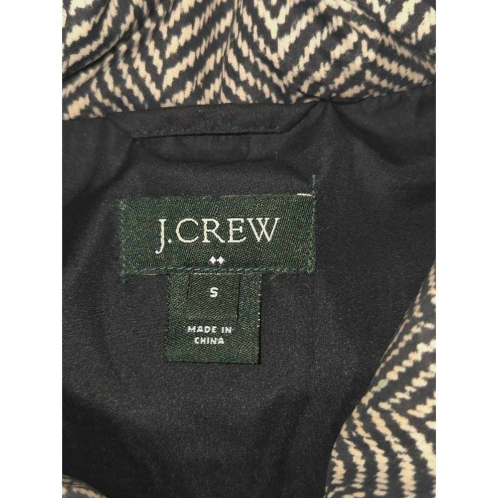 Sz S Womens J. Crew Black Tan Herringbone Down‎ Quilted Puffer Vest Jacket VGUC! - Picture 3 of 4